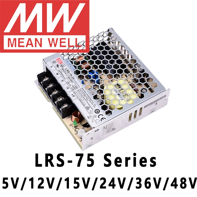 Mean Well LRS 75 серия одиночный выход импульсный источник питания meanwell Вт 5A 12A 15A 24A 36A