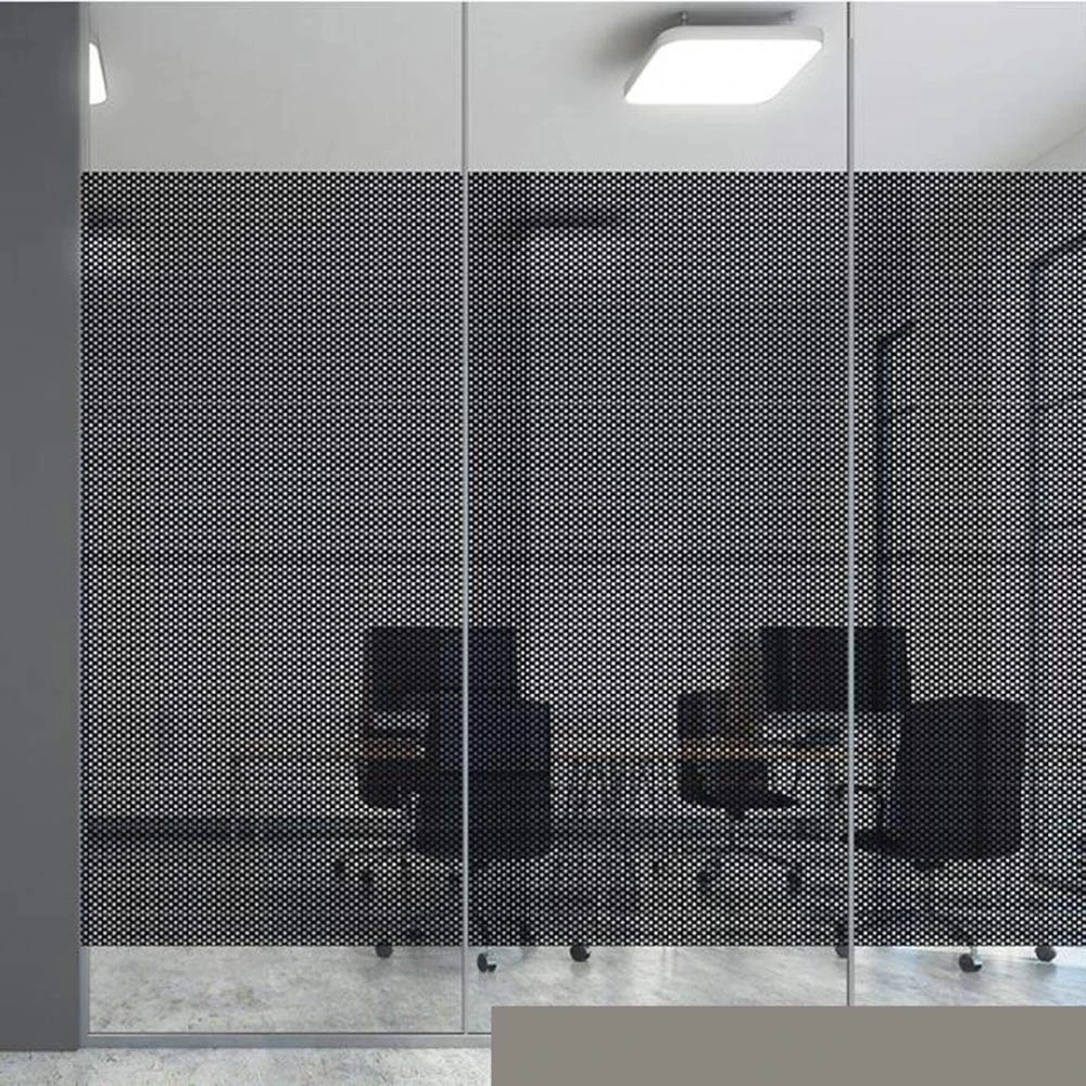 Window Privacy Film With Glue Self-adhesive Mesh Window Film Privacy Room Darkening Window Glass Sticker Anti-UV Dotted Decal for Home Office