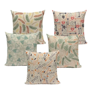 

Fur Linen Cushion Cover Flower Pillowcase Cartoon Decorative Painting 45*45 40*40 for Farmhouse Bedroom Pillow Case