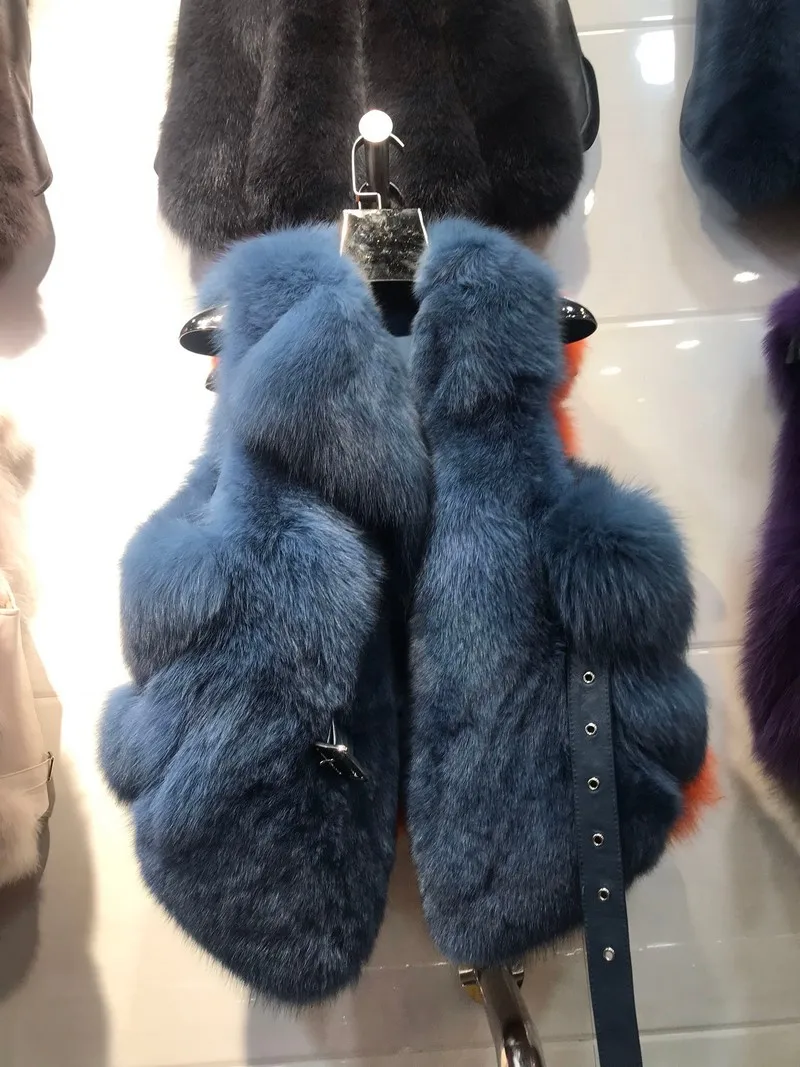 FXFURS жилет из лисьего меха цельный жилет женская зимняя Новинка jexxi высокое качество жилетки короткий стиль модная Длинная Верхняя одежда для девочек