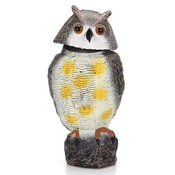 

Realistic Owl Decoy 360° Rotating 3 Sound Type Decoy Bird Repellent Pest Repellent Garden Yard Farm Fake Bird Decor Protector