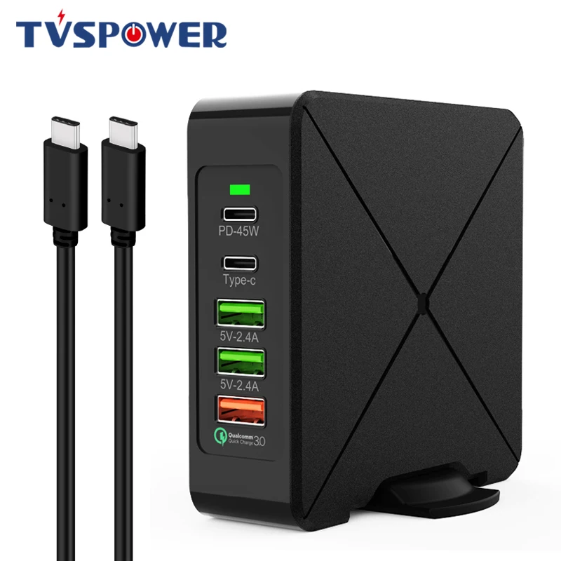 Многопортовое USB зарядное устройство 75 Вт PD USB-C быстрая зарядная станция 45 Вт для iPhone 8 X Macbook samsung S10 Quick Charge 3,0 type C адаптер