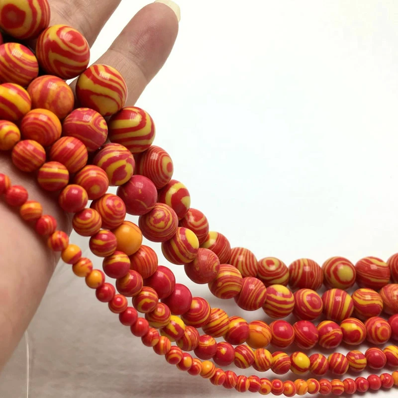 

Free Shipping 4 6 8 10 12mm Natural Stone Beads Orange Malachite Mix Color For Jewelry Making DIY Creative Bracelet Necklace