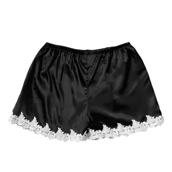 

Women Silk Satin Sexy Lace Underwear Shorts summer fashion 2020 solid elastic waist night lounge wear home pants pajamas shorts