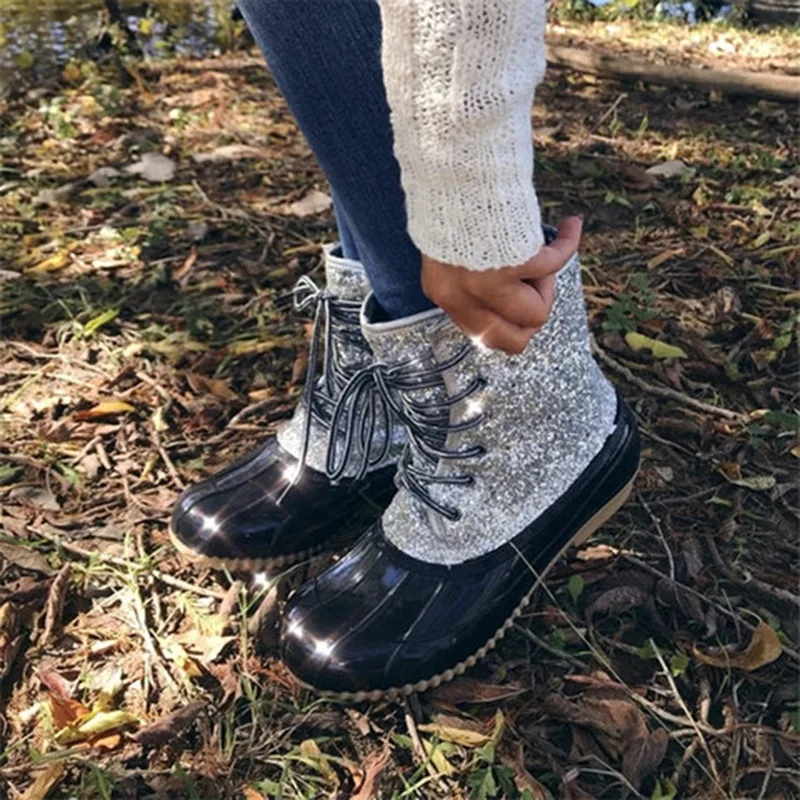 

Autumn and winter new snow boots color matching tube with European and American boots round head women's boots