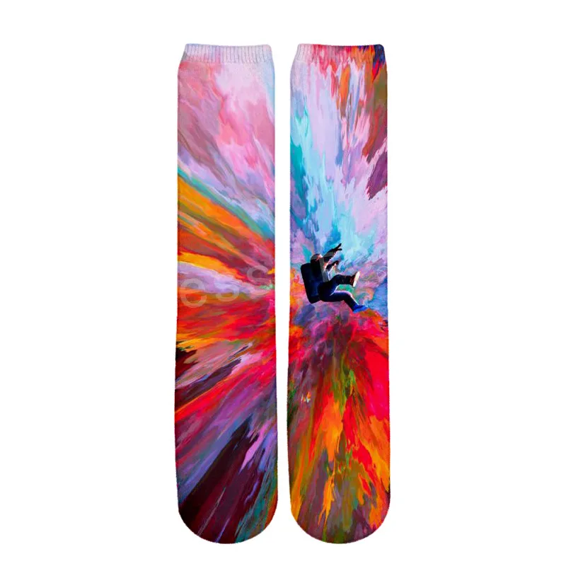 Like pic Tessffel Shock Explosion Art красочные новые модные повседневные Harajuku унисекс 3DPrint для мальчиков/девочек/мужчин/женщин лодыжки Длинные носки стиль-3 - Цвет: Like pic
