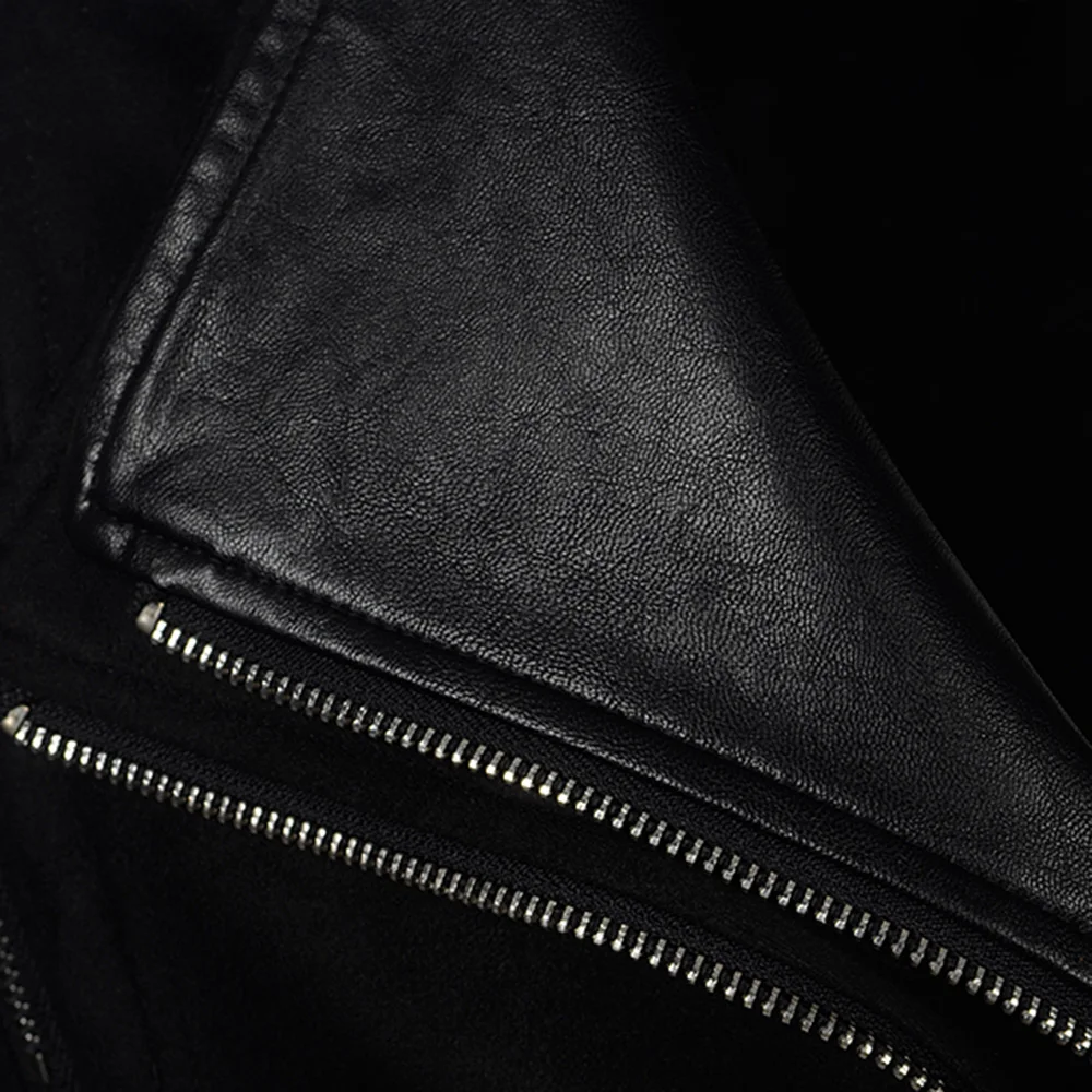 Gothic faux fur coat female winter autumn fashion motorcycle jacket black faux fur coat PU jacket warm jacket