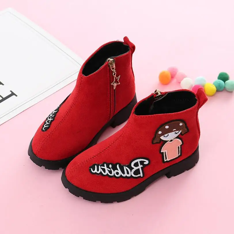 Winter Girl Shoes Soft Princess Shoes Short Boots Baby Shoe Cartoon Children Snowfield Leather Martin Boots Children Shoes