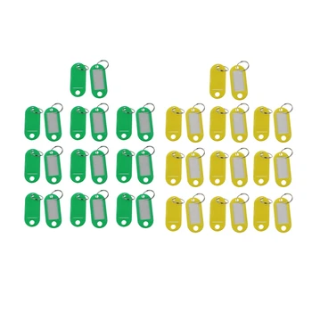

40 Pcs Assorted Key ID Label Tags Split Ring Keyring Keychain (Green & Yellow)