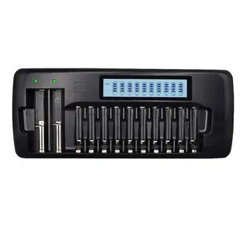 

12 Slots LCD smart charger can charge 1.2V Ni-MH AA/AAA/3.7V lithium battery US/UK/EU/AU Plug