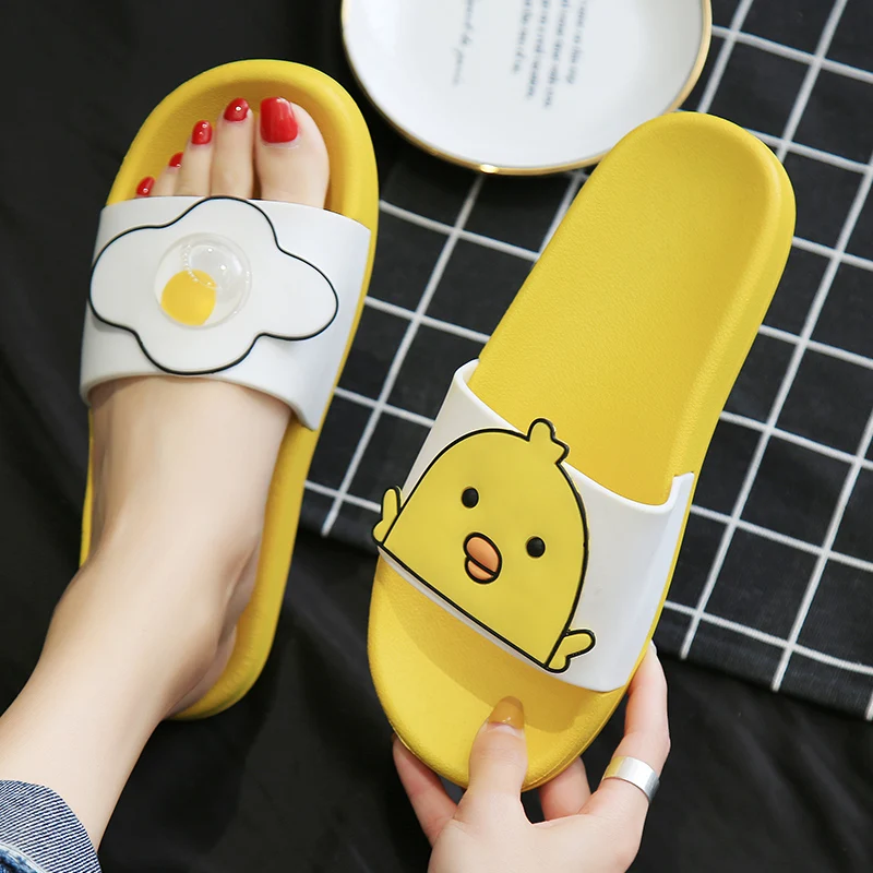 Новинка Сезон лето Kawaii Яркие женские шлепанцы на плоской подошве Женские