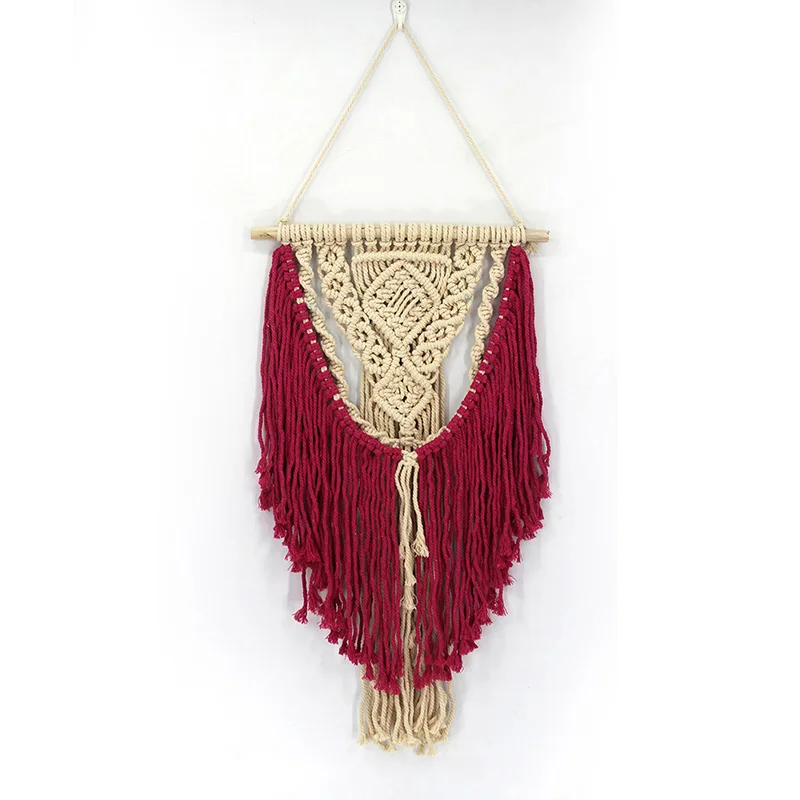 Из горного хрусталя, гобелен из макраме стене висит Boho Chic ткачество домашний геометрический художественный Декор красивая квартира декор комнаты в общежитии
