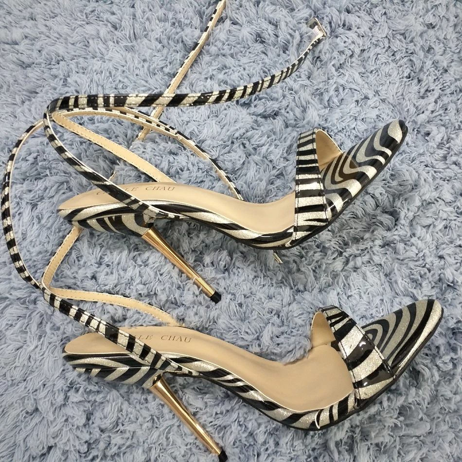 Sexy Party Ankle Strap Stiletto Women Metal Heel Sandal Damenschuhe Damensandalette Knochelriemchen Riemchensandalen YJ3845-i