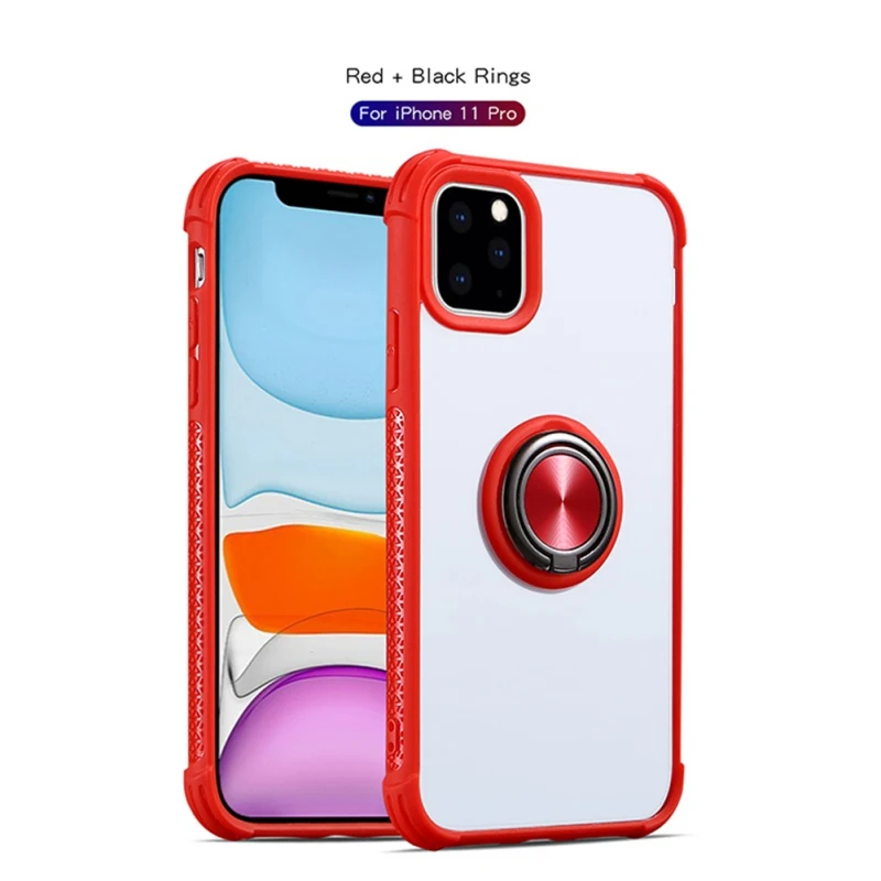 Мягкий Силиконовый ТПУ чехол для телефона с кольцом для IPhone 11 Pro - Цвет: C