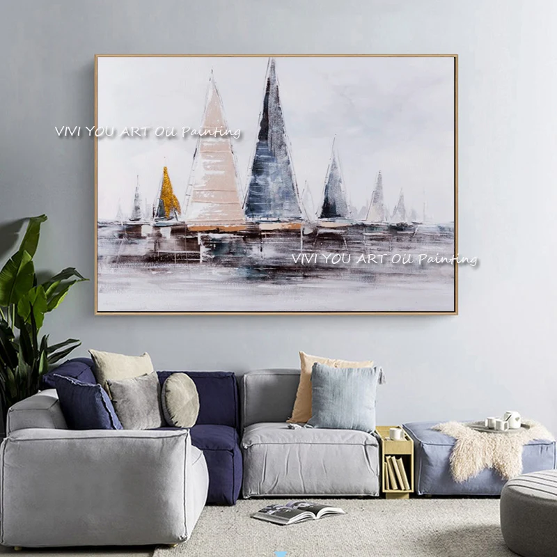 

Красочные картины маслом ручной работы холст морской пейзаж Палетка абстрактная новая картина Настенная картина для декора гостиной