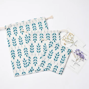 

3pcs Cotton Drawstring Bag Storage Beautiful Practical Cotton Drawstring Bag Wheat Printing Bag For Candies Sundries Jewelry