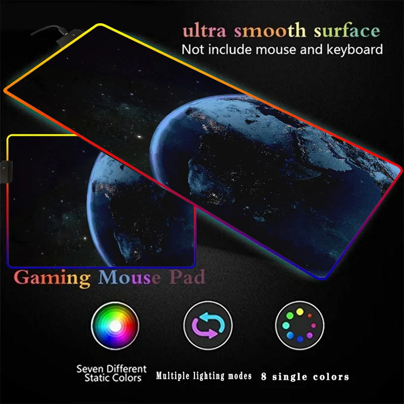 

Space earth stars space Large Gaming RGB Keyboard Rubber MousePad USB Wired LED Big Backlight Computer Desk Mouse Mat multi-size