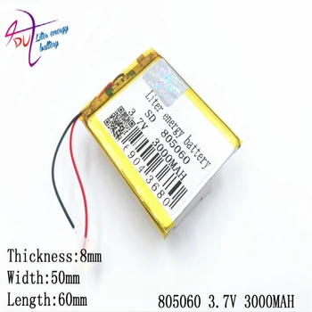 

3.7V 3000mAh 805060 Lithium Polymer LiPo Rechargeable Battery ion cells For Mp3 Mp4 Mp5 DIY PAD DVD E-book bluetooth headset