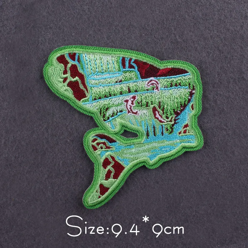 DIY Wildnis Patches Stickerei Patch Für Kleidung Eisen auf Patches auf Kleidung Whale Landschaft Berg Patch Abzeichen für Kleidung – Detail 9