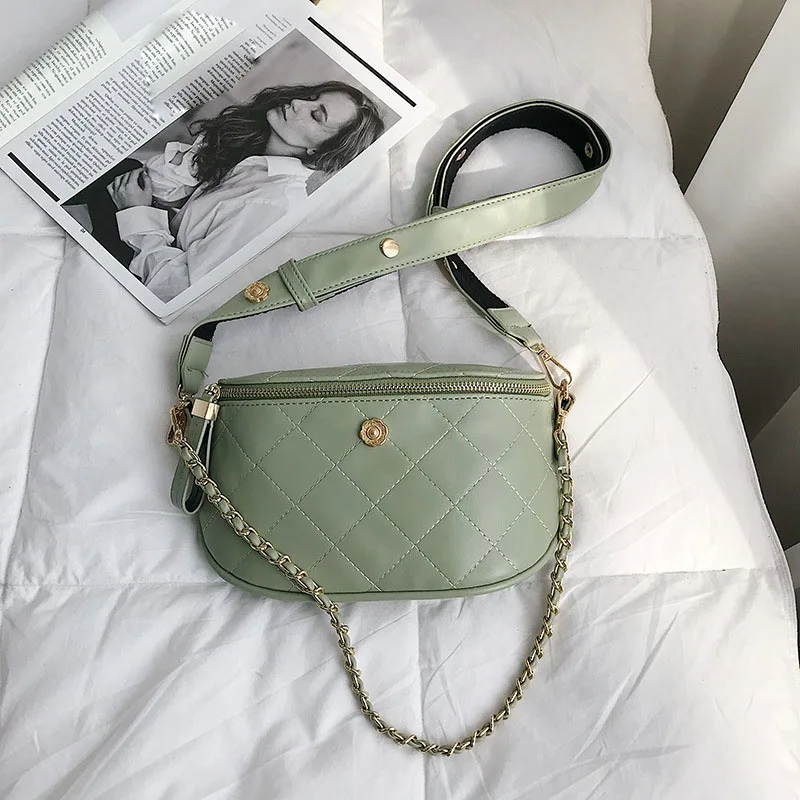 Green waist bag Поясная Сумка для женщин из искусственной кожи, поясная сумка, Модный цветочный дизайн, нагрудные сумки, Повседневная Мини дорожная сумка с бананом, дамская сумочка для телефона - Цвет: Green waist bag