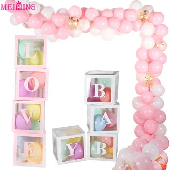 

4pcs/set DIY Transparent Box Latex Balloon BABY LOVE Blocks for Boy Girl Baby Shower Wedding Birthday Party Decoration Backdrop