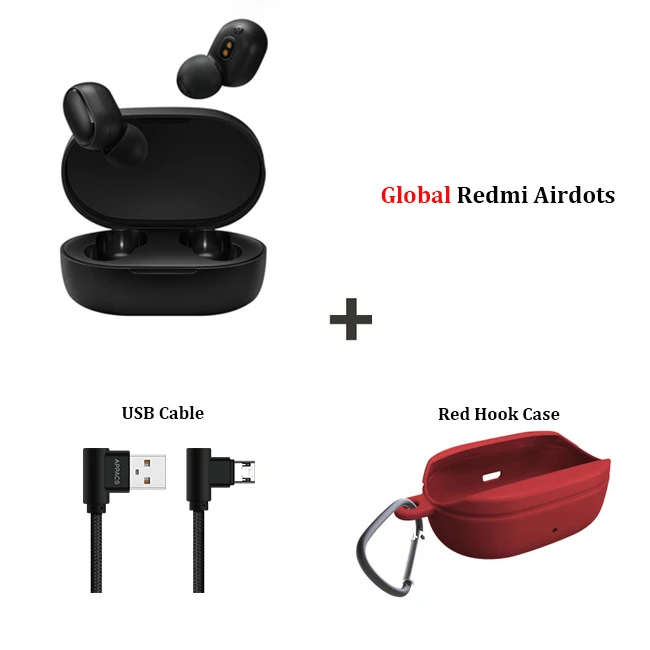 EU Add cable Hook Xiaomi Redmi Airdots TWS Bluetooth 5,0 беспроводные наушники гарнитура Голосовое управление шумоподавление спортивные наушники - Цвет: EU Add cable Hook