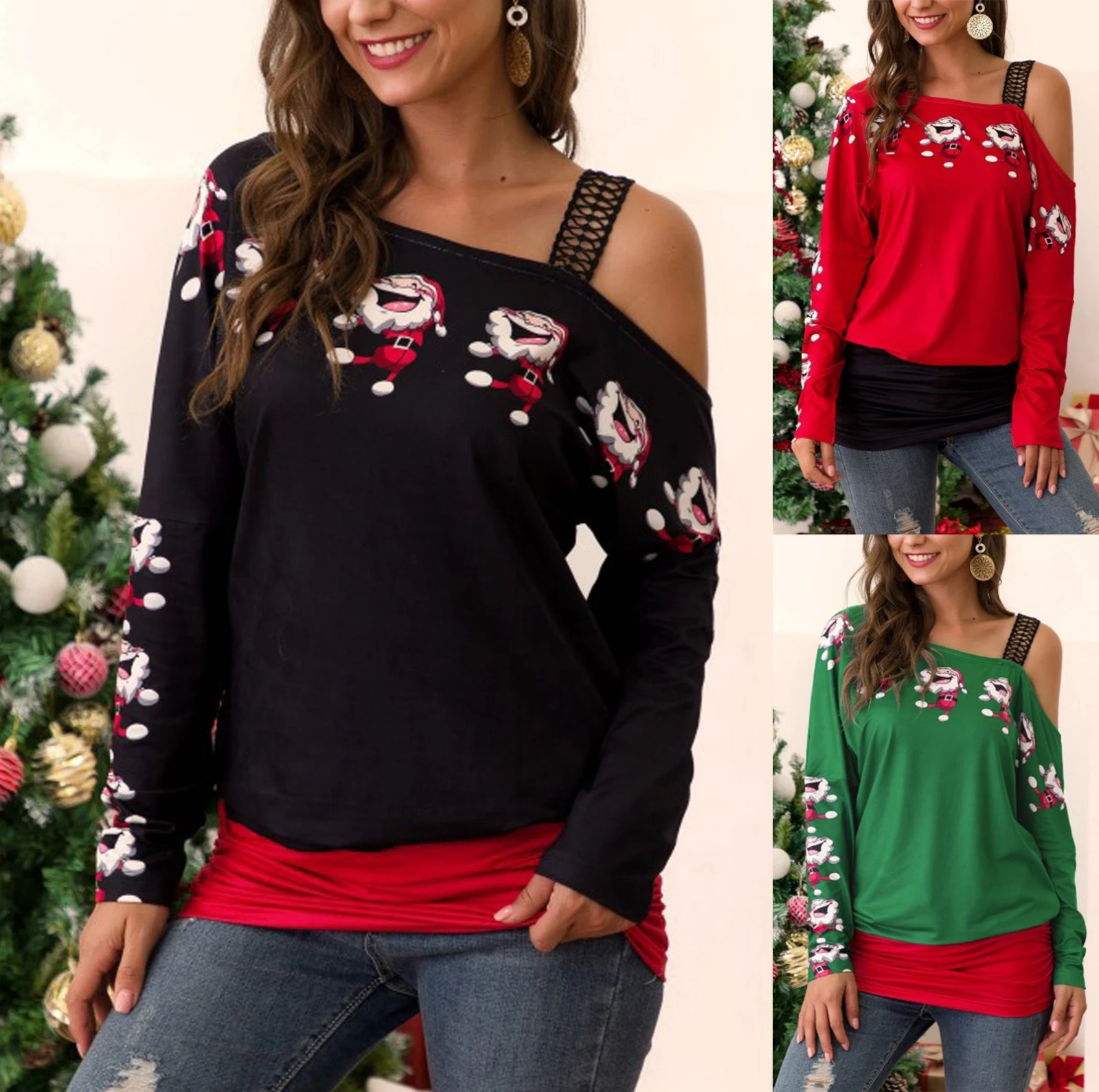 cold shoulder christmas top