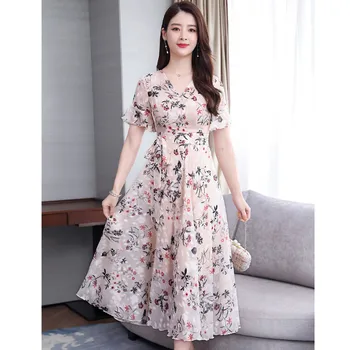 

Dress Women Summer Floral Print Boho Dress Short Sleeve A Line Mid-Calf Dress Wrap Sundress Robe vestidos de fiesta de noche 3.9