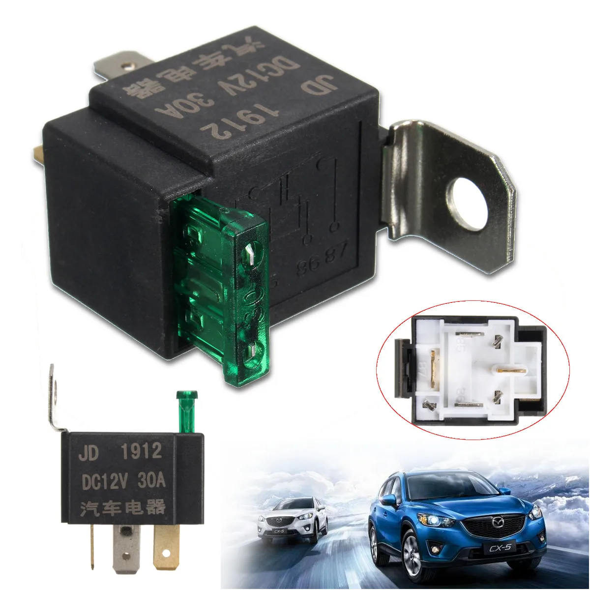 

New Fused On/Off Car Motor Automotive Fused Relay DC 12V 30A 4 Pin 4P SPST Metal