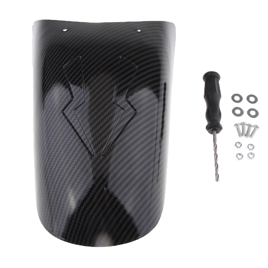 Carbon Fiber Front Fender Extension Wheel Splash Guard Cover Extender w/ Mounting Kits for Motorcycle Motorbike - Type 3