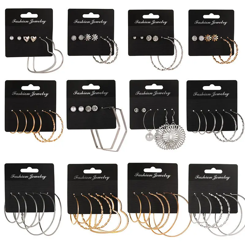 

Geometric Metal Heart Circle Drop Earrings Sets For Women 2020 Fashion Vintage Irregular Dangle Earring Stud Brincos Jewelry New