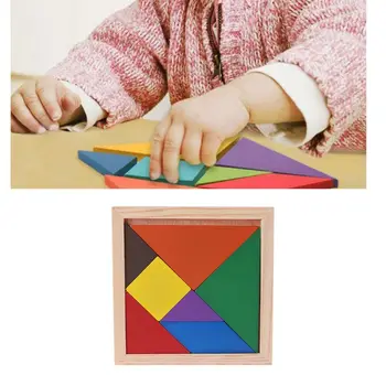 

Kid Baby Wooden IQ Game Jigsaw Intelligent Tangram Brain Teaser Puzzle Toy 634F