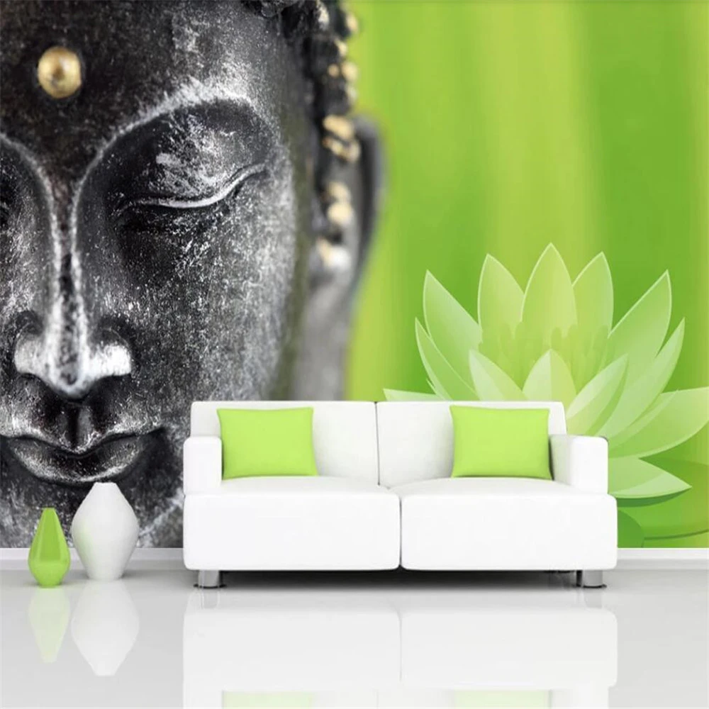 Custom 3D Wallpaper Mural Buddha Statue Zen Lotus Background Wall  Decoration Painting Living Room Bedroom Wallpaper Mural|Wallpapers| -  AliExpress
