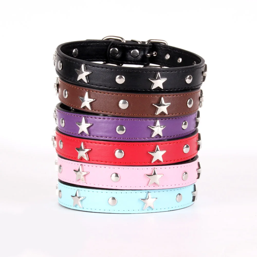 

Leather Star Pet Dog Collar Adjustable Dogs CatsCollars Control Handle Training Pet Cat Dog Puppy Collar Pet Supplies Products