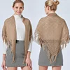 Fashion Solid Color Air Conditioning Warm Wool Knitted Shawl Women Winter Cold Cashmere Fringed Flower Hollow Triangle Scarf T78 4