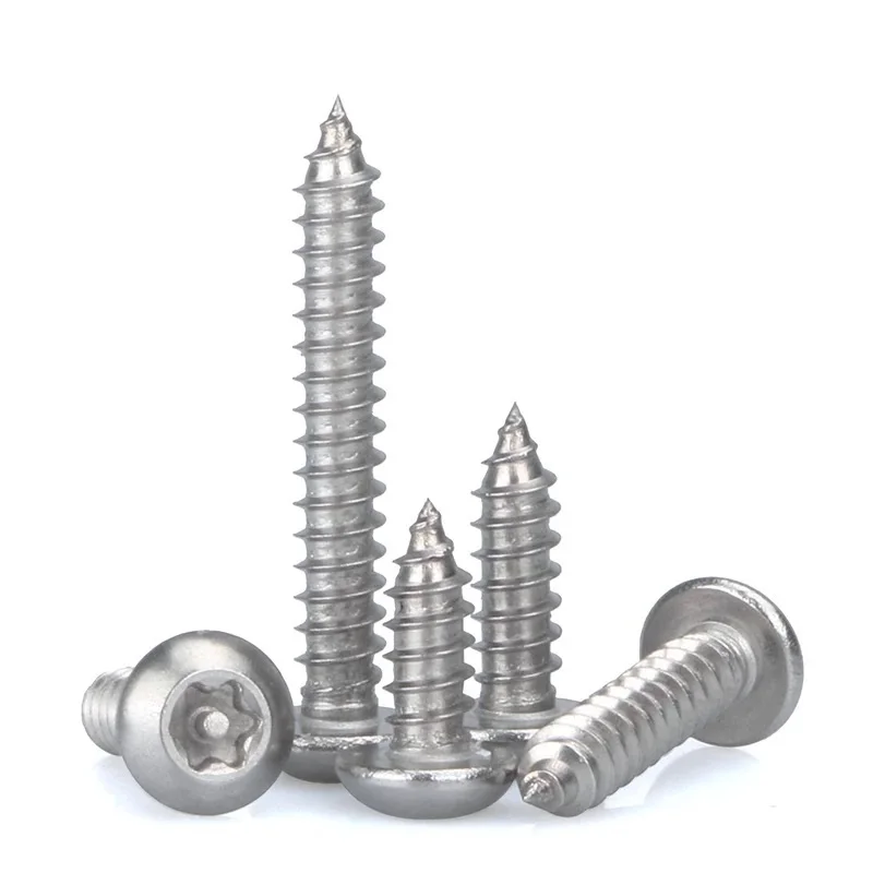 20pcs M2.9 M3.5 M3.9 M4.2 M4.8 304 A2-70 Stainless Steel Six Lobe Torx Pan Round Head with Pin Security Self-tapping Wood Screw |