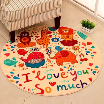 

Children Room Cartoon Floor Carpet Land Pad Bedroom Crystal Down Round Decor Rug Kitchen Bathroom Non-slip Rug Carpets