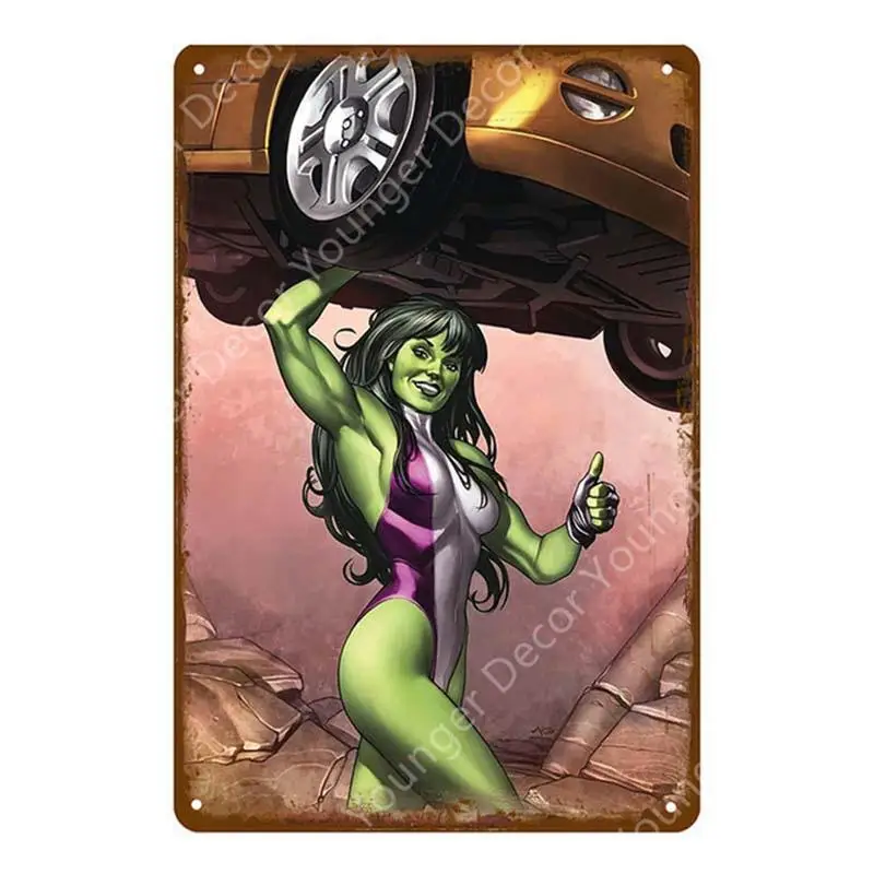 Мстители, комиксы Marvel, Тор, Халк, капитан, Супермен, чудо-женщина, супергерои, плакат, металлические знаки, доска, Настенный декор, домашний декор - Цвет: Небесно-голубой