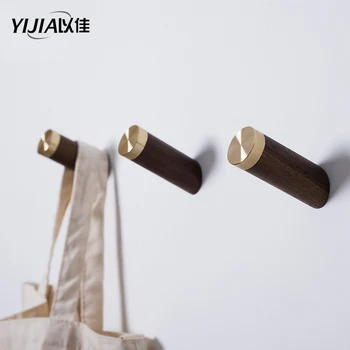 

Unique design brass wood Japanese style decoration hooks living room coat hook