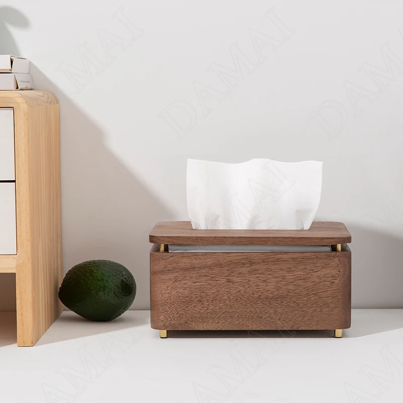 

Manual Craft Walnut Wood Tissue Boxes Dining Table Desktop Tissues Box Simplicity Living Room Decoration Napkin Organizer Tank