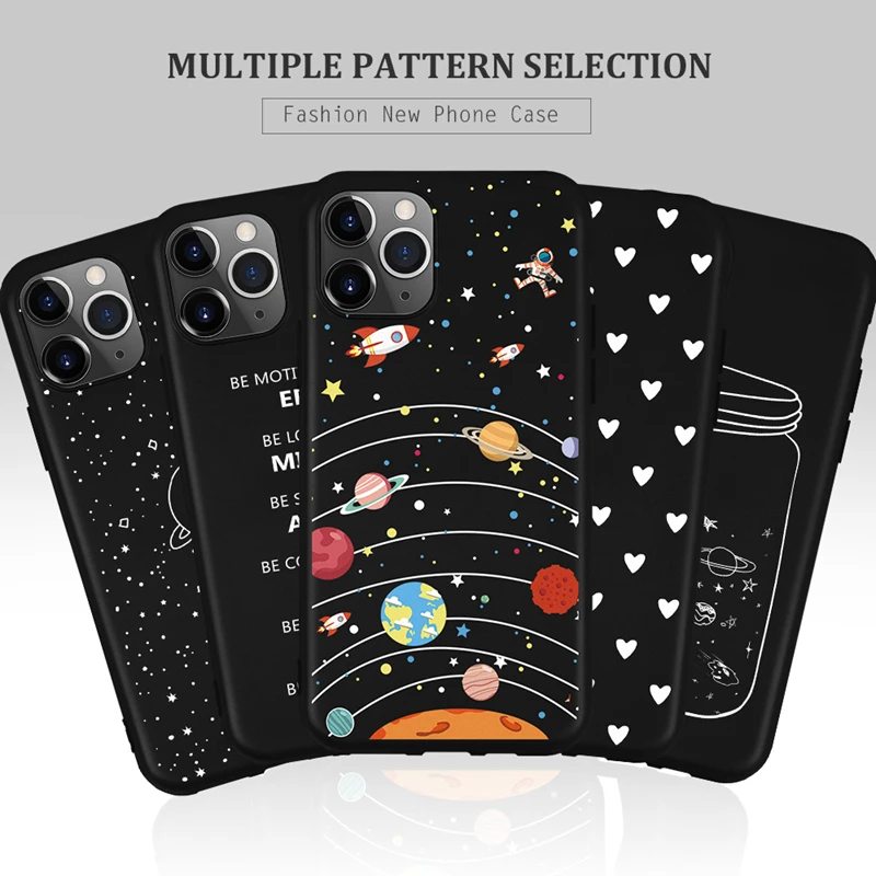 

Cute Black TPU Case for iPhone 11 11+ 2019 Silicone Cover for iPhone 11 Pro Max X 10 XS XR XS MAX Painted Phone Protective Funda