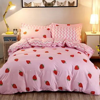 

4Pcs Set Quilt Duvet Cover Sheet Pillowcase Single Double King Bed Soft Bedding Sets