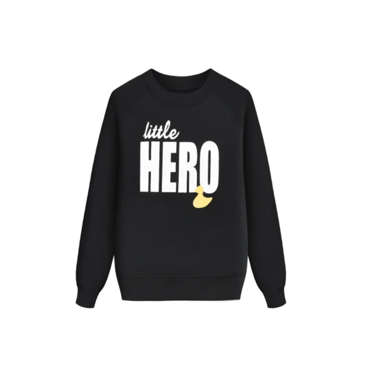 Черная одежда для родителей и детей с надписью «HERO»; свитер с длинными рукавами для пары; сезон весна-зима; Повседневная хлопковая одежда с круглым вырезом - Цвет: KID
