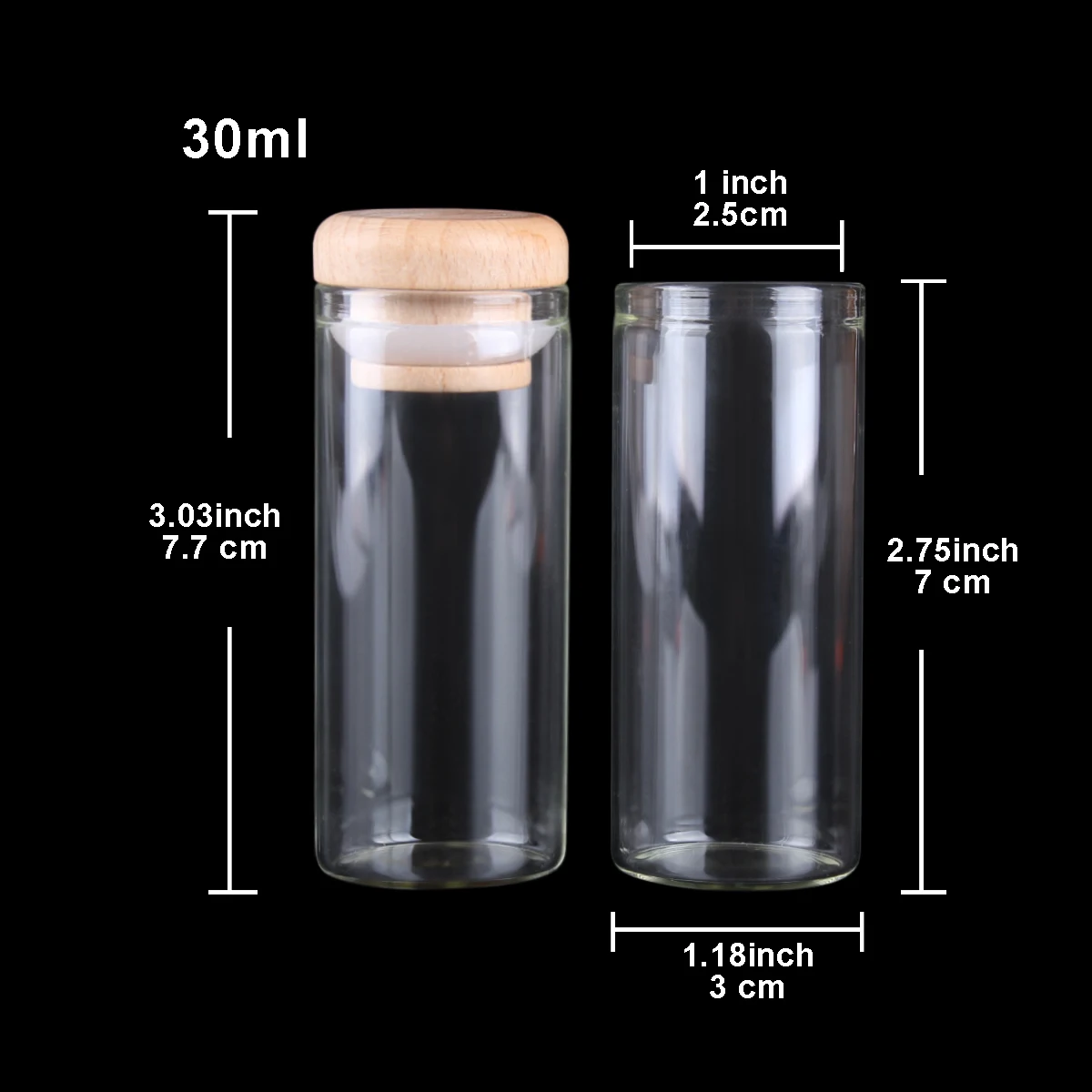 5pcs 30ml 30*70mm Glass Bottles with Wooden Caps Glass Jars Spice Jars Glass Vials Glass vessels For Wedding Favors 2
