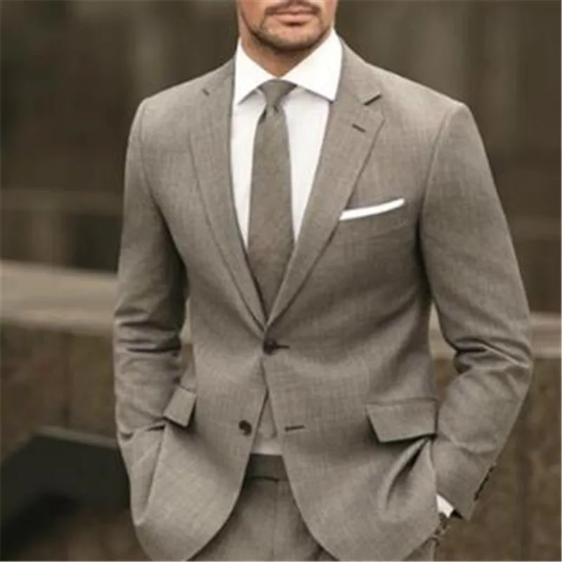 

Light Brown Custom Made Trajes De Hombre Men Suit Anzug Herren Wedding Suits For Men 2Piece Terno Masculino (Jacket+Pants+Tie)