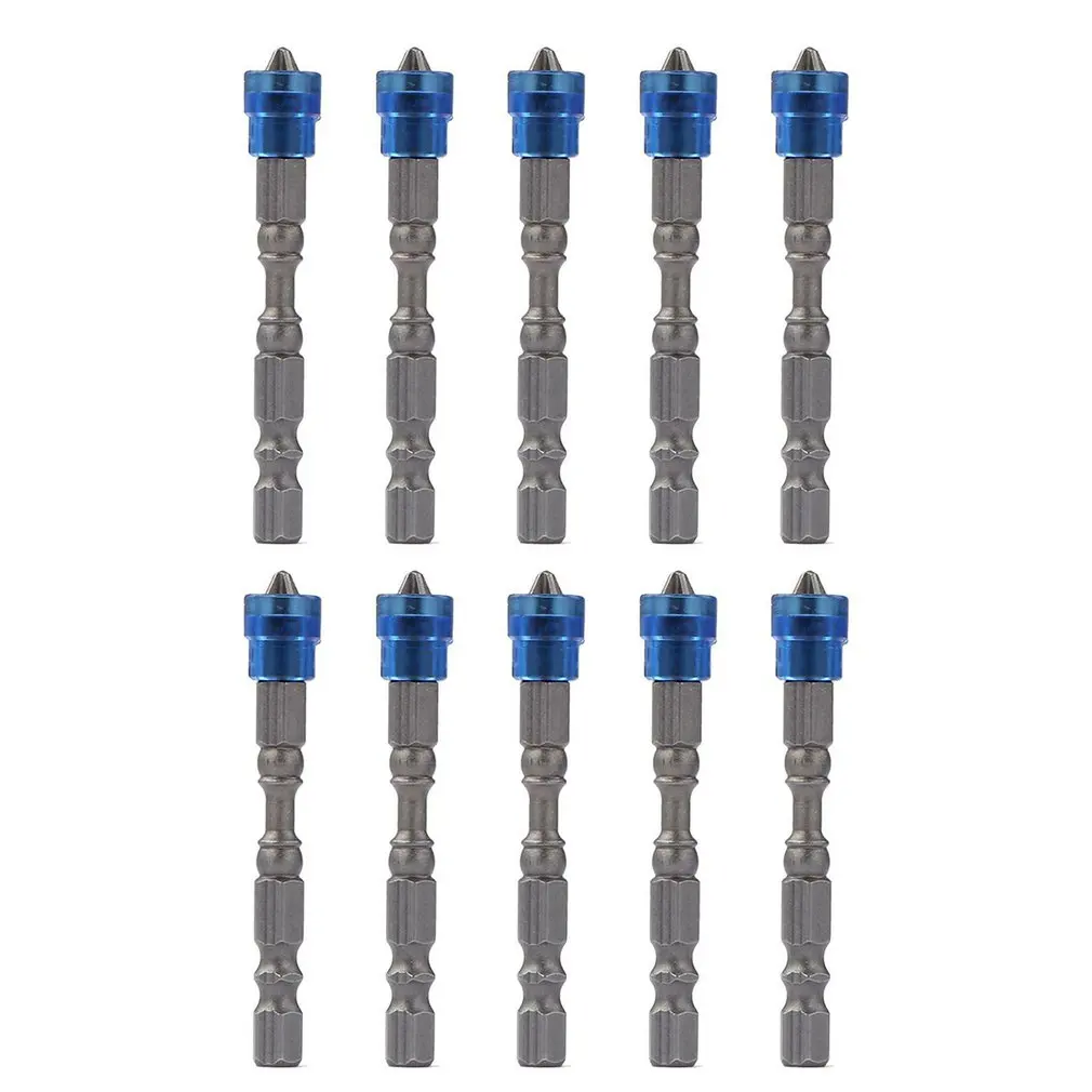 blue 10 sticks Набор из 5/10 шт., цветное магнитное кольцо, 65 мм, магнитное сверло, отвертка, бит S2, набор стальных крестовых головок, Набор отверток, ручной инструмент - Color: blue 10 sticks