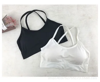 

Summer New Style Versatile Seemless Black and White Tube Top with Chest Pad Short Beauty Back Tank Top Seamless Single Cross Wra