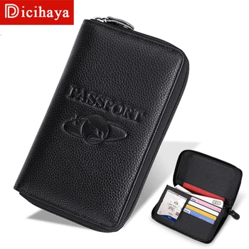 

Passport Holder RFID Blocking Genuine Leather on Cover for Passport Bag Multifunctional Travel Air Ticket Leather Case Wallet