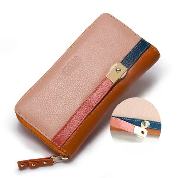 

Ladies wallet leather female image bag leisure first layer cowhide long zipper bag women's handbag