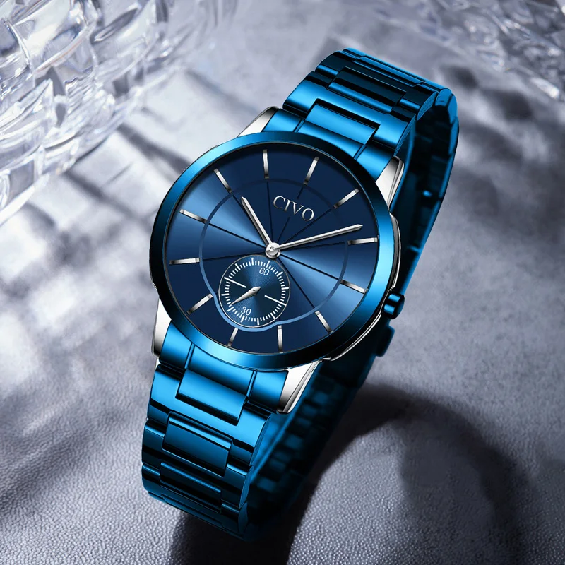 CIVO модные мужские часы лучший бренд класса люкс Reloj кварцевые часы водонепроницаемые спортивные наручные часы ремешок из нержавеющей стали montre homme 8090